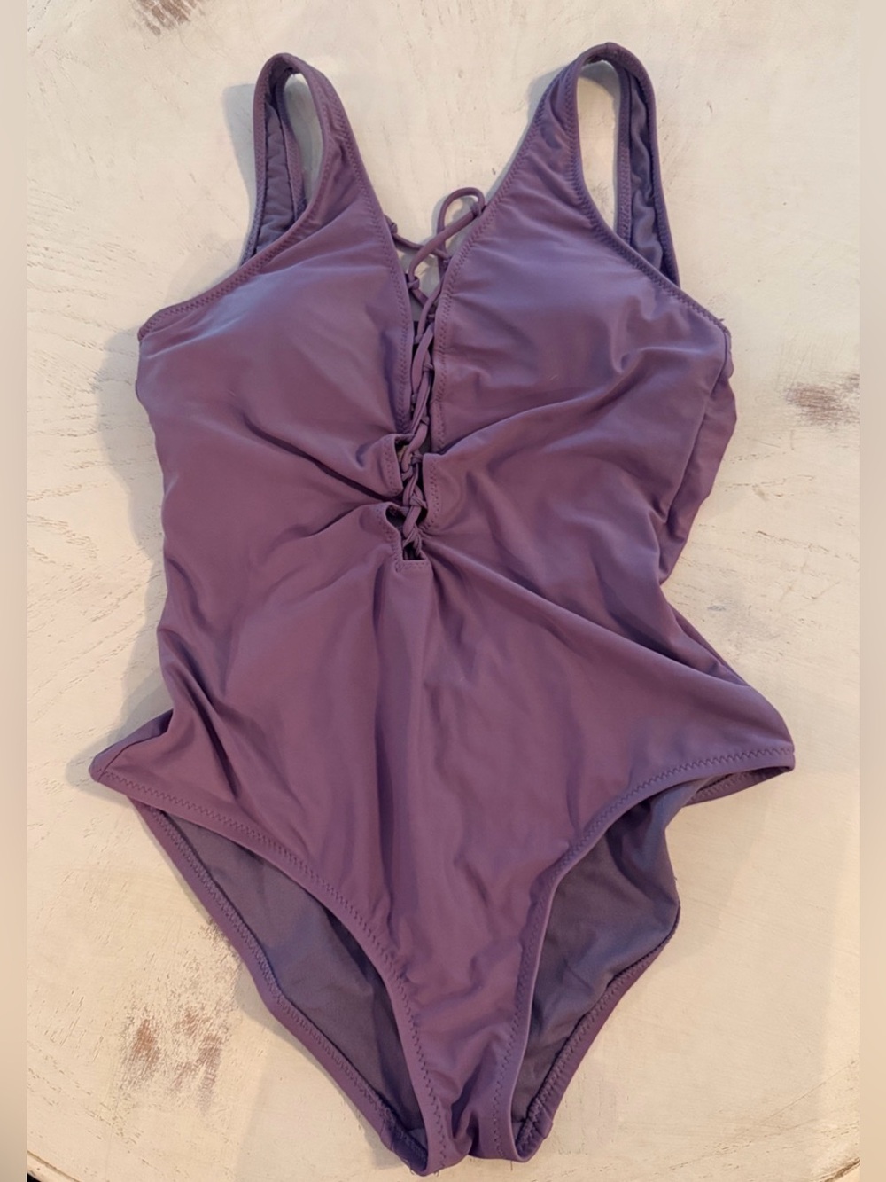 Shade & Shore Tie Front One Piece Swim Suit Sz Medium Purple